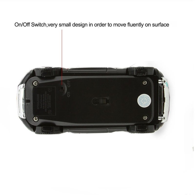 Sunffice 3C Light Car Mouse Wireless 2.4GHz Cool Sport SUV Car Shape Mouse Optical Mice 1600 DPI with USB Receiver Suitable for PC/Computer/Laptop (White) - Image 4